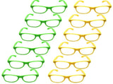 Green and Yellow Party Glasses with Clear Lenses Fun 80s Australia Day or Costume Glasses V563-21030-12X