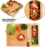 CARLA HOME Large Bamboo Cutting Board and 4 Containers with Mobile Holder gift included for Home LSB-36021