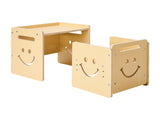 Montessori Weaning Table and Chair Set, 3 In 1 Wooden Toddler Table and Chairs with Chalkboard, V952-ETDNZY1708118E4HMV0