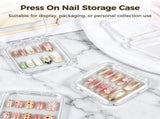 30PCS Press On Nail Cases, Clear Plastic Nail Display Boxes with 90 Adhesive Tabs, Square Organizer V1192-AZ-W-18465