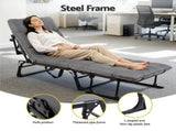 Gardeon 3-in-1 Sun Lounger Folding Camping Chair Adjustable Recliner Patio Furniture for Office Nap, FF-LOUNGE-CHAIR-BK