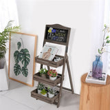 Vintage Wooden Chalkboard Easel 38x50CM with 3 Shelves V178-66756