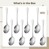 8PCS Large Serving Spoons, 9.7" x 2.5" Silver Stainless Steel Spoons for Buffet, Serving Spoons for V1369-AZ3-W-08572