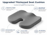 Grey Memory Foam Seat Cushion - 45 x 36 x 7 cm Milk Silk Removable Cover, Portable Chair Pad for V888-ELOSUNG56048-4