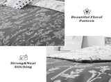 Floral Comforter Set, King Size, Black White Floral Pattern Reversible Bedding V745-MAB010384AJ3