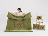 Green Kapybara - 2-in-1 Foldable Car Pillow - Cozy 40x40cm Pillow, Unfolds to 100x150cm V888-ELOSUNG33567