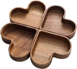 4-Piece Heart-Shaped Wooden Bowl Set Snack Fruit Dried Food Nut Candy Storage Decorative Display V1258-DP02-BOL-42