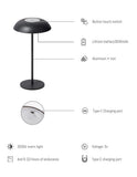 White Minimalist Rechargeable LED Touch Table Lamp - 3-Color Stepless Dimming Metal Desk Light V888-ELOSUNG27036