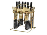 Cutlery Set Black Gold Rimmed Ceramic Stainless Steel Spoons Forks Cutting Tools for Steak Western V1294-YM0901-YM888TM01-24-CB005-B5-0076