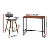 Artiss Bar Table and Stools Set Dining Desk Kitchen Chairs Cafe Pub BA-TAB-CHR-SET-WAL