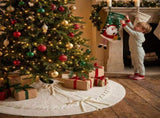White Knitted Christmas Tree Skirt & Santa Stocking Combo Set Festive Holiday Home Decor Reusable V888-ELOSUNG54467
