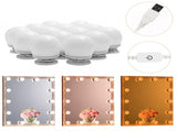 LED Makeup Vanity Lights with 14 Dimmable Light Bulbs, Hollywood Style Cosmetic Mirror Lights, USB V1171-CB-USB-CCT-14MIRROR1