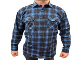 Mens Flannelette Long Sleeve Pullover Shirt 100% Cotton Flannel - Half Placket - Blue - 8XL V563-FS-HP22-48-8XL