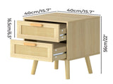 Levede 2x Bedside Tables Set Wooden Side Table Nigntstand Bedroom Rattan Drawers NI1078-NT-2PK-AU