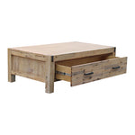 Coffee Table Solid Acacia Wood & Veneer 1 Drawers Storage Oak Colour V43-CT-NOW-OAK