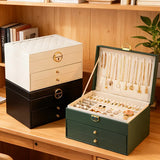 BLACK Multi - layer Jewelry Box Velvet Lining, Three - layer Zoning, Double - drawer V1232-SSSNH001