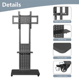 Heavy-Duty Rolling TV Cart Stand with Wheels for 32"65" TVs Height Adjustable Mobile Floor Mount V767-U-817-BK