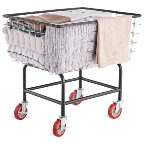 VEVOR Wire Laundry Cart Wire Laundry Basket 2.8 Bushel Heavy Duty w/ 4'' Wheels V952-XYCDG96B-X0000001V0