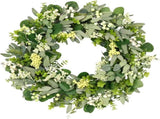 Green Eucalyptus Leaves Front Wreath, 24 Inch Artificial Spring Summer Greenery Wreath Front V1258-DP02-C-1279