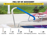 Pool Rail 48x36 Pool Railing 304 Stainless Steel 250LBS Load Capacity Silver Rustproof Pool Handrail V952-BXGYCFS3W48X36YC1V0