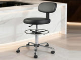 Levede Swivel Office Chair Ergonomic Stool Height Adjustable Footrest Backrest BR1073-BK-H-AU