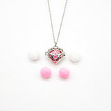Gift Box - Love Heart White Gold Aroma Necklace Purify Oil Blend V760-GBAJ - 40