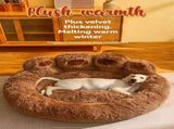 Red Double-Silk Red Fleece Dog Bed with Paw Design, 90cm Diameter V1102-DSZ-PET-00789