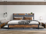 Levede Queen Bed Frame Soft Storage Drawers Headboard USB Charge BF105749