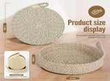 Round Cotton Woven Placemats Set, 8 Inch Nordic Braided Heat Resistant Table Mats, Thick Non Slip V1366-AZ2-W-10962