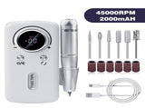 White Professional Electric Nail Drill, 45000RPM Rechargeable Nail Grinder Polisher for Salon & Home V888-ELOSUNG22696