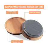 12Pcs 3.5 Inch Wide Mouth Jar Lids Reusable Canning Wooden with Airtight Silicone Seal V1369-AZ3-W-11674
