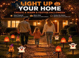 Halloween Solar Pathway Lights Set, 3 Spooky Designs Including Pumpkin with Witch Hat, Cute Ghost, V1341-ZY-NXU5E5RX-FLAME-3PCS