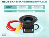 48V Club Car Charger Receptacle Plug for DS Modes, Golf Cart Charging Port with Cord and OEM V1259-DP01-A-5445