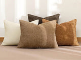 Pack of 4 Brown Couch Throw Pillow Covers 18x18 Inch Soft Decorative Chenille Pillows Farmhouse V1192-AZ-W-3197