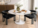 Artiss Dining Chairs Set of 2 Velvet Upholstered Barrel Chairs with Curved Armrests & Back Black UPHO-C-DIN-2553-BKX2