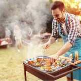 2 Pack Stainless Steel BBQ Grill Baskets, Perforated Grilling Trays for Vegetables and Meat on V1189-LC-HW-00574