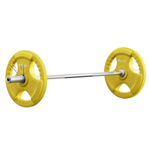 Everfit Barbells 46KG 120CM Dumbbell Barbell Plate Weight Lifting Home Gym Yellow FIT-K-DB-SET-46KG