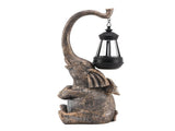 Elephant Statue Solar Powered LED Warm Light with Lantern Elephant Figurines for Gift Garden V1294-YM0901-3119230188111