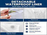 Blue Hook Free Waffle Weave Shower Curtain - Double Layer Curtain with Removable V888-ELOSUNG55235-12