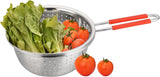 Stainless Steel Perforated Metal Colander Strainer with Long Red Handle Sieve Sifters Use for V1188-WSZ-A-1814
