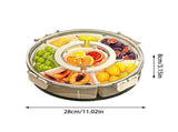 Divided Serving Tray with Lid and Handle,360 Rotatable Sealed Snackle Box,6 Compartment Food-Grade V1366-AZ2-W-17135