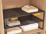 Expandable Cabinet Shelf Organizer Stackable Storage Rack for Kitchen Counter Bathroom Pantry Coffee V1366-AZ2-W-12983
