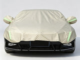 Half Car Cover Sedan with Green Reflective Strip,All Weather Car Body Cover for Sun, Rain, Dust V1189-LC-QPA-005
