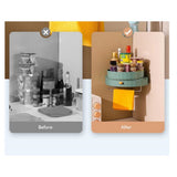 Rotating Spice Rack Holder with Drawer Wall Mounted Kitchen Spice Shelves Bathroom Kitchen V1294-YM0715-10346978