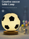 Soccer Remote Control LED Night Light Solid Wood Glass Small Table Lamp Remote Dimming Bedside V1294-YM0512-221121SU01-1