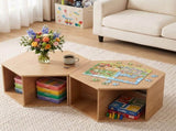 Artiss Set of 2 Coffee Table Hexagonal Center Table with Open Storage 2-Way Display Side Table Wood FUR-Z-COF-09-WDX2