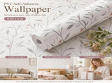 Self Adhesive Retro Background Wall Film 0.45x6M, White Base Floral Texture, Soft Aesthetic Decor V1221-XM-LB1770-GM62