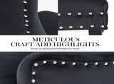 French Provincial Dining Chair Ring Studded Velvet Rubberwood Leg LISSE BLACK V274-FT-VFC-1141-BK1