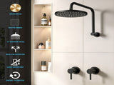 Cefito 9'' Rain Overhead Swivel Shower Head with Wall Twin Swivel Bathroom Tap SHOWER-A3-RO-9-BK-TAP-RO