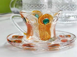 Vintage Style Tea Glasses and Cups with Handles, Elegant Drinkware and Bar Glassware for Serving V1369-AZ3-W-22490
